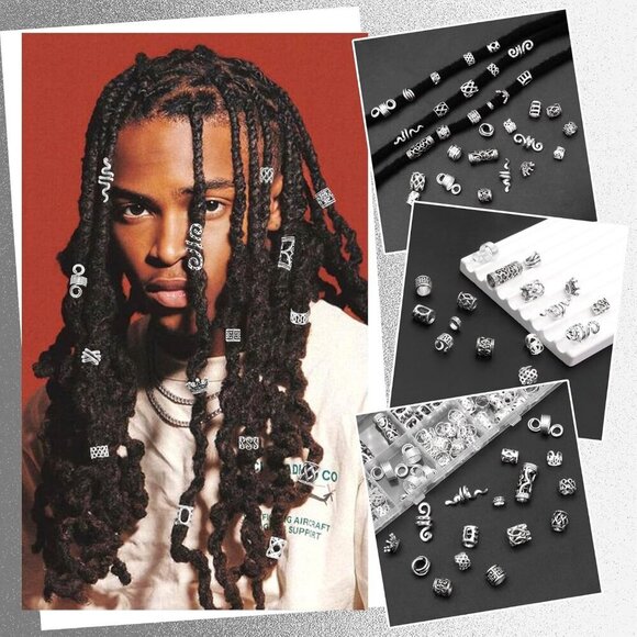 Viking Hair Jewelry Beads for Braids Dreadlocks Adjustable Silver 231pcs main image 7